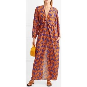 Borgo de Nor Elsa Floral Tropical Maxi Dress Orange Purple Size 6 Beach Summer